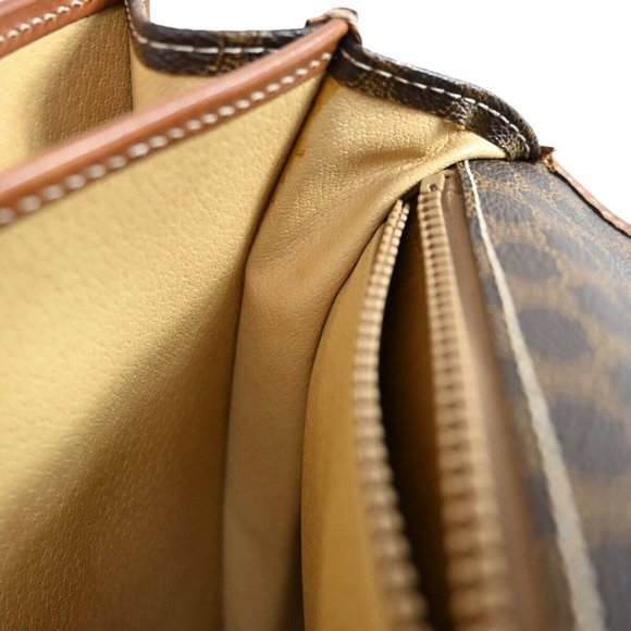 CELINE Logo Macadam Pattern Briefcase Hand Bag PVC Leather Brown Italy - Picture 9 of 16